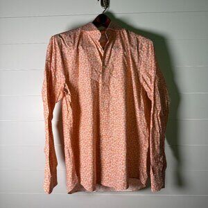 Emanuel Berg Shirt Men's Modern Fit 16" M/L Floral Orange Long Sleeve